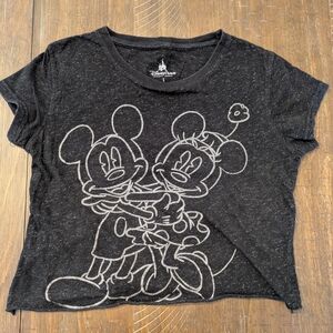 Disney Black and White Mickey and Minnie Short Sleeve Tee